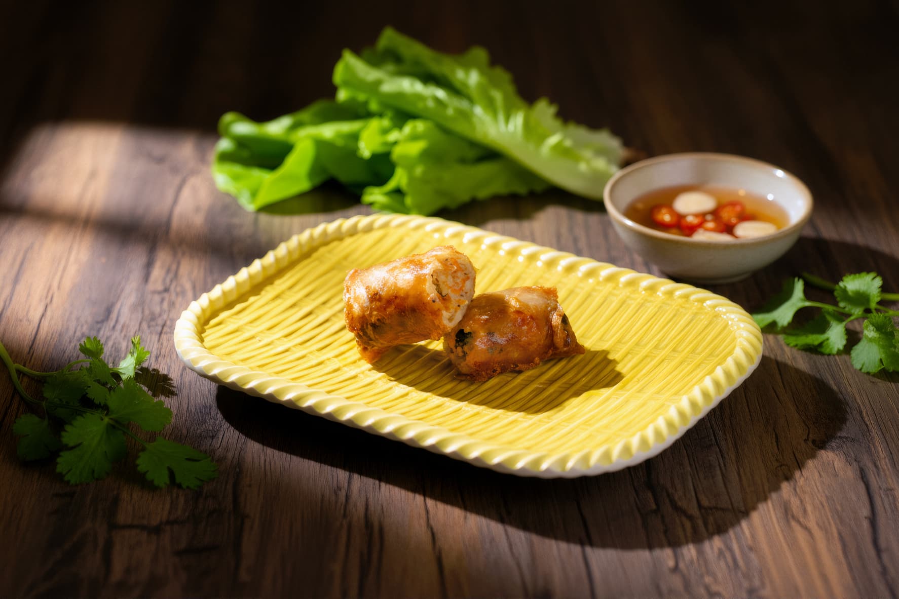 Golden Hanoi style fried spring rolls